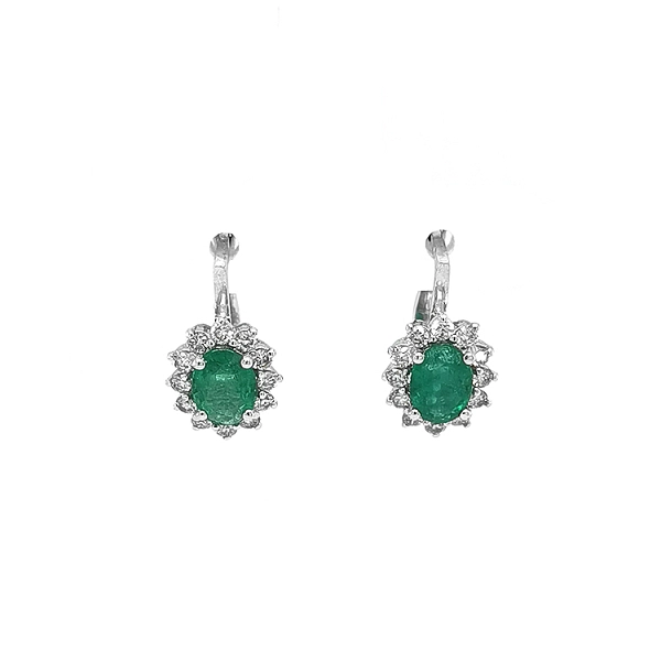 Goldohrringe mit Smaragden und Diamanten