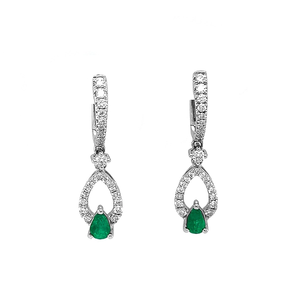 Goldohrringe mit Smaragden und Diamanten