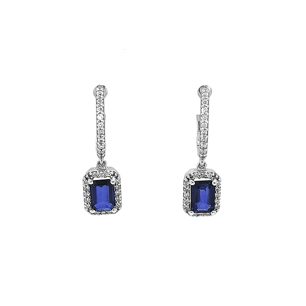 Goldohrringe mit Saphiren und Diamanten