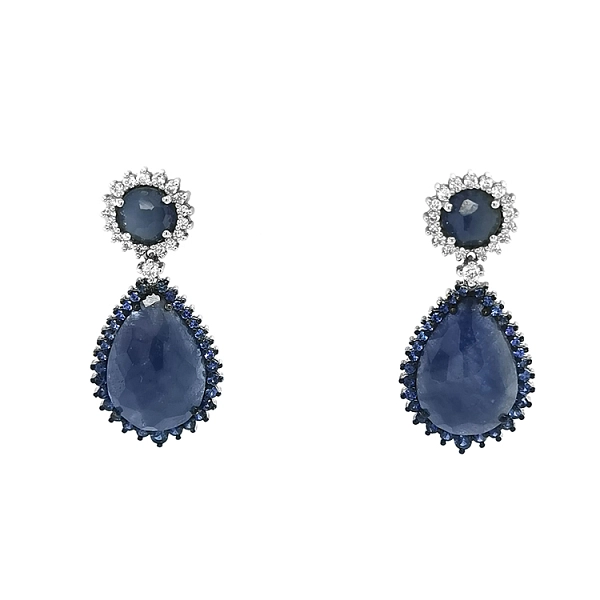 Goldohrringe mit Saphiren und Diamanten