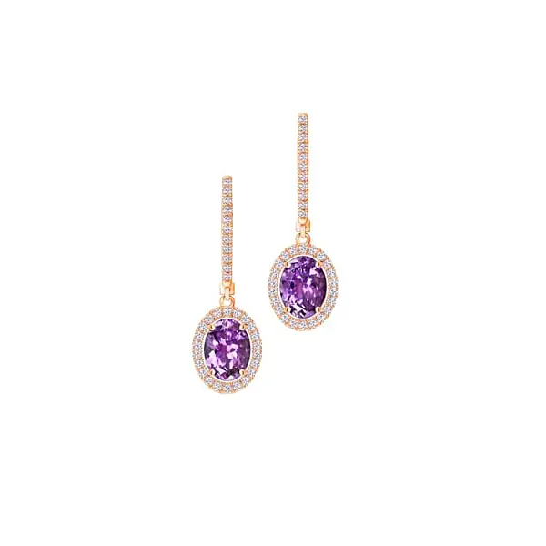 Goldohrringe mit Amethysten und Diamanten