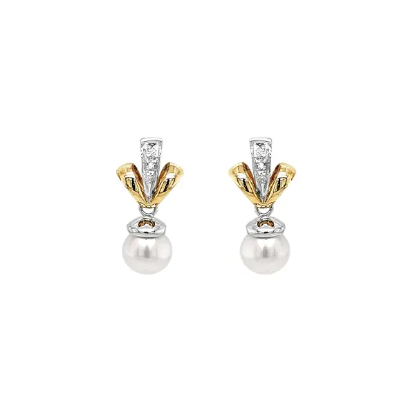 Goldohrringe Naturperlen und Diamanten