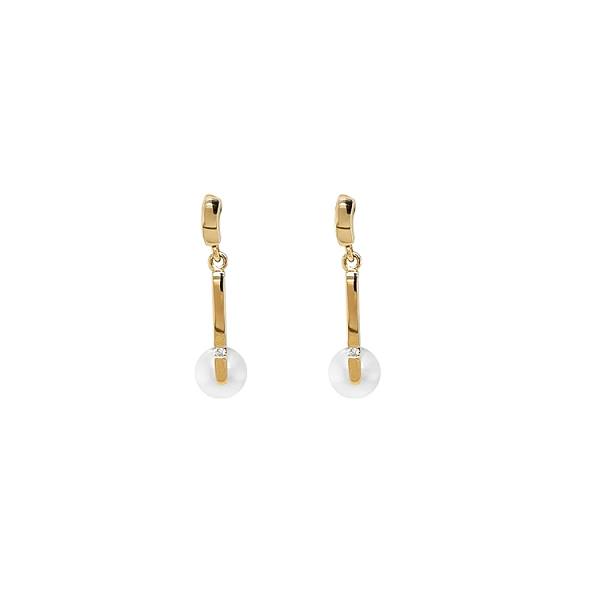 Goldohrringe Naturperlen und Diamanten