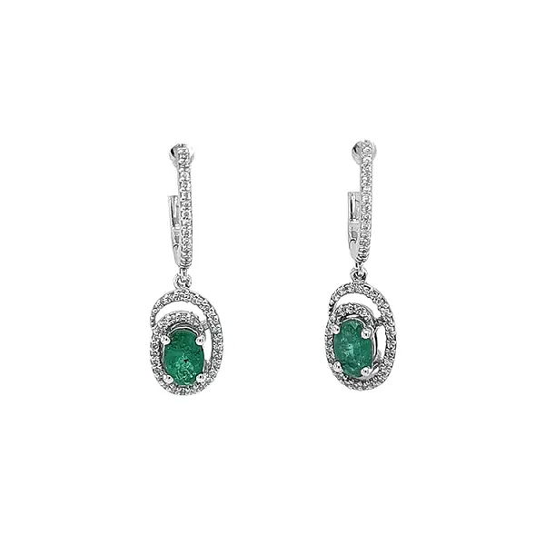 Goldohrringe mit Smaragden und Diamanten