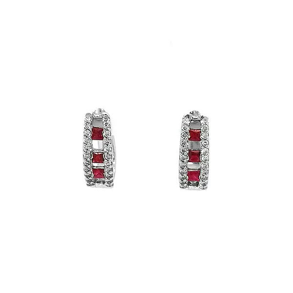 Goldohrringe mit Rubinen und Diamanten