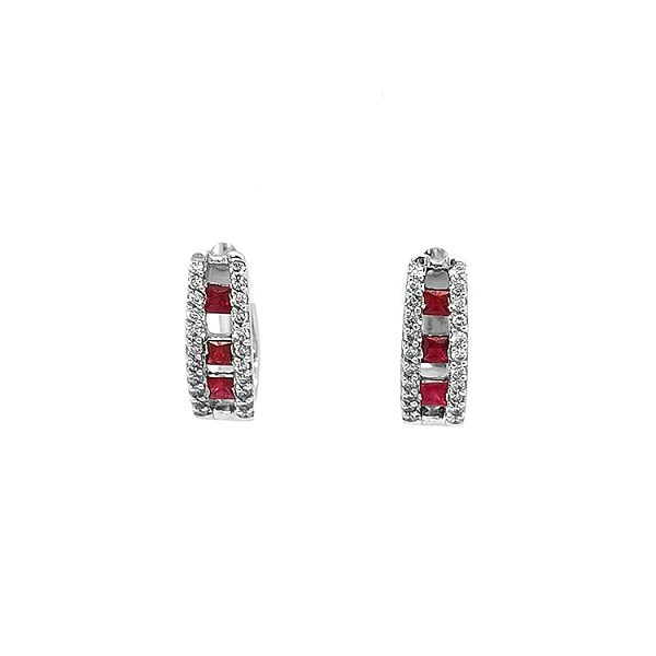 Goldohrringe mit Rubinen und Diamanten