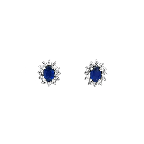 Goldohrringe mit Saphiren und Diamanten