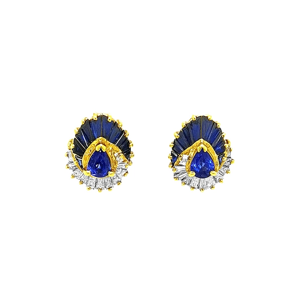 Goldohrringe mit Saphiren und Diamanten