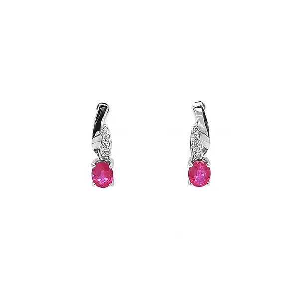 Goldohrringe mit Rubinen und Diamanten