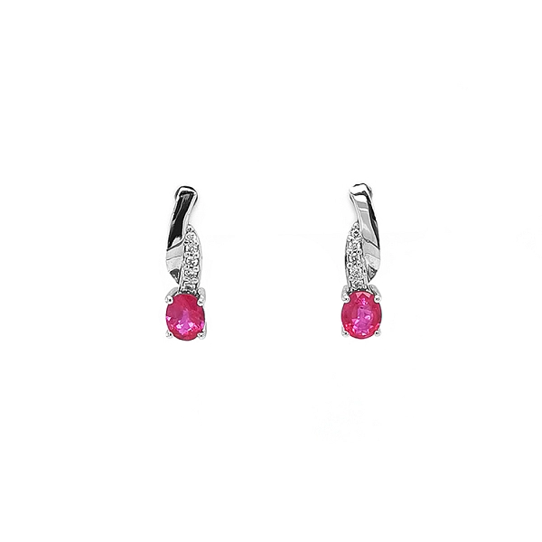 Goldohrringe mit Rubinen und Diamanten