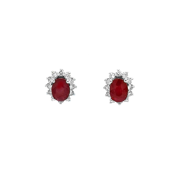 Goldohrringe mit Rubinen und Diamanten