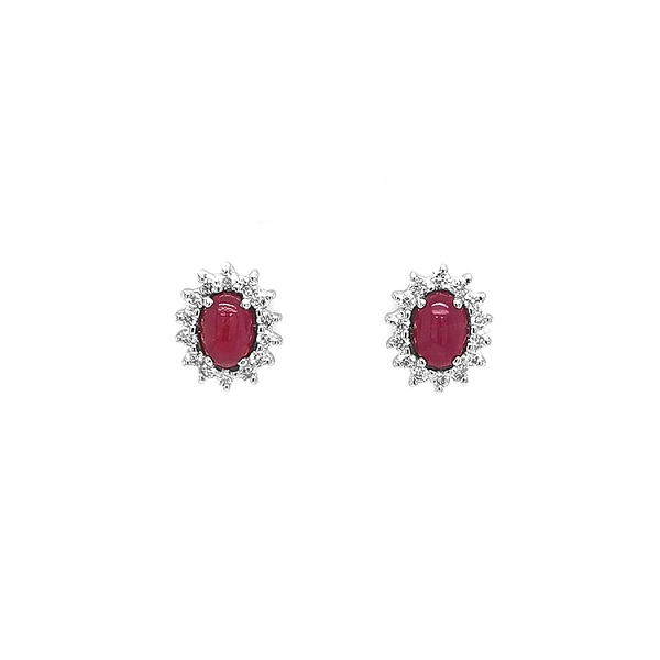 Goldohrringe mit Rubinen und Diamanten