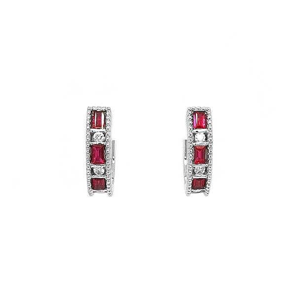 Goldohrringe mit Rubinen und Diamanten