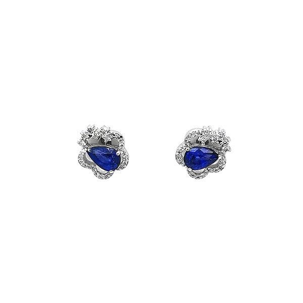 Goldohrringe mit Saphiren und Diamanten