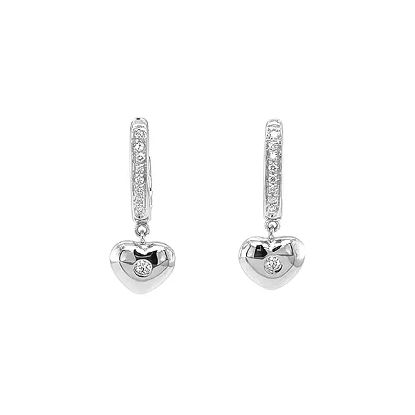 Goldohrringe in Herzform mit Diamanten