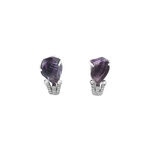 Goldohrringe mit Amethysten und Diamanten