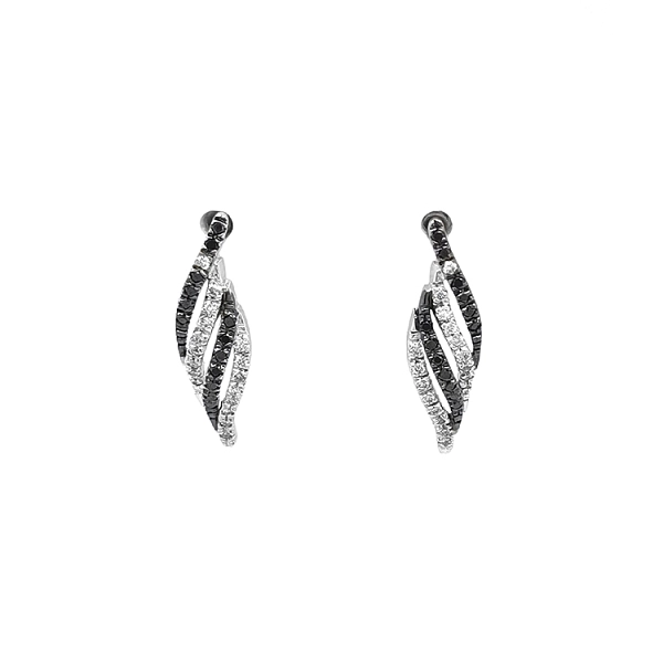 Goldohrringe mit schwarzen und weißen Diamanten