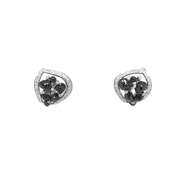 Goldohrringe mit schwarzen und weißen Diamanten