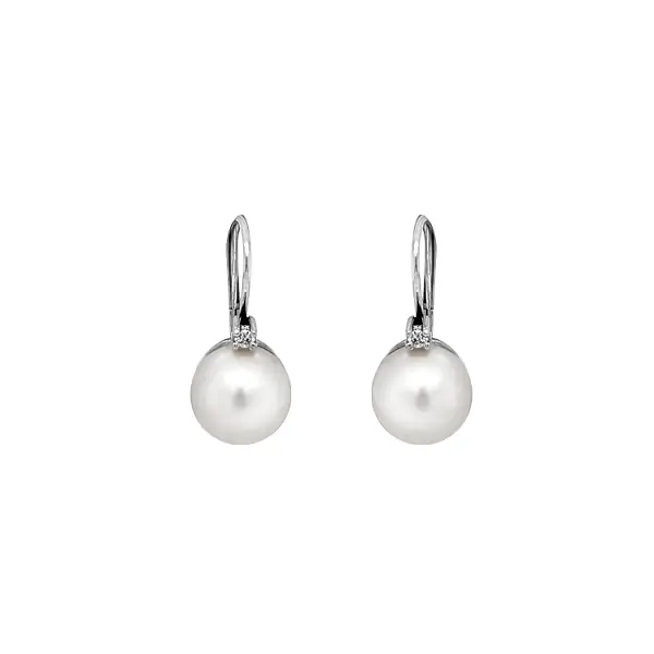 Goldohrringe Naturperlen und Diamanten