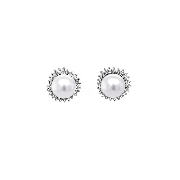 Goldohrringe Naturperlen und Diamanten