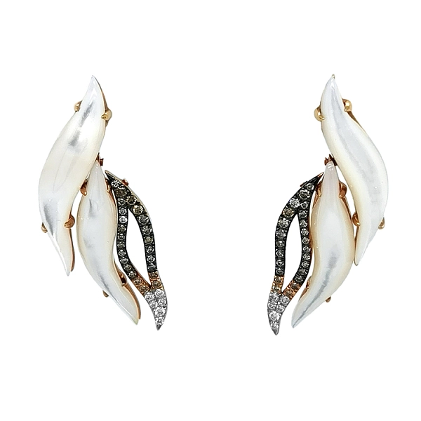 Goldohrringe mit Perlen und Diamanten