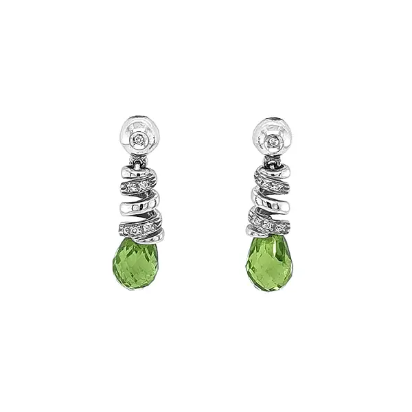 Goldohrringe mit Peridot und Diamanten