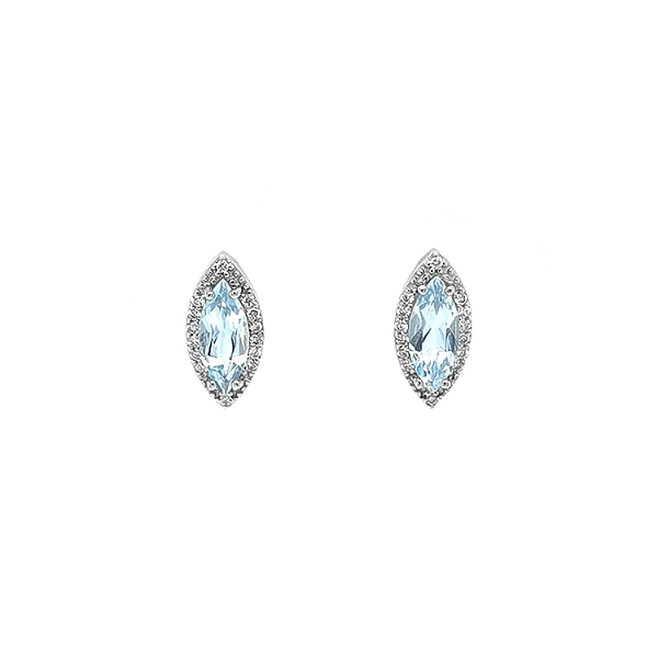 Goldohrringe mit Blautopas und Diamanten