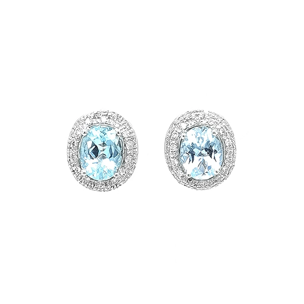 Goldohrringe mit Aquamarinen und Diamanten