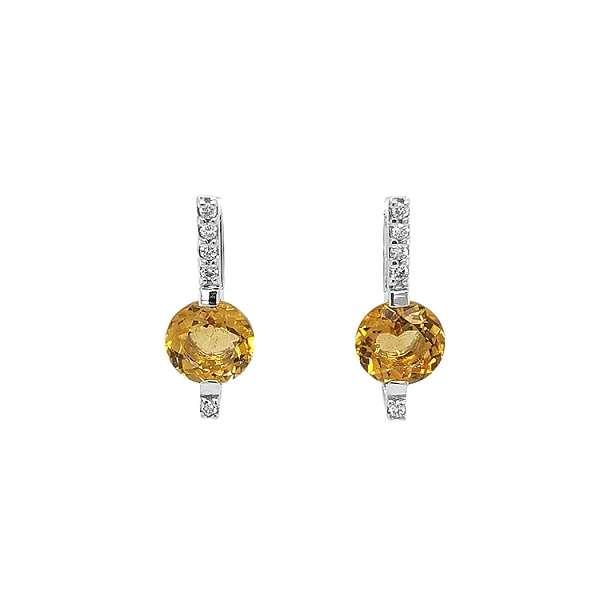 Goldohrringe mit Zitrinen und Diamanten