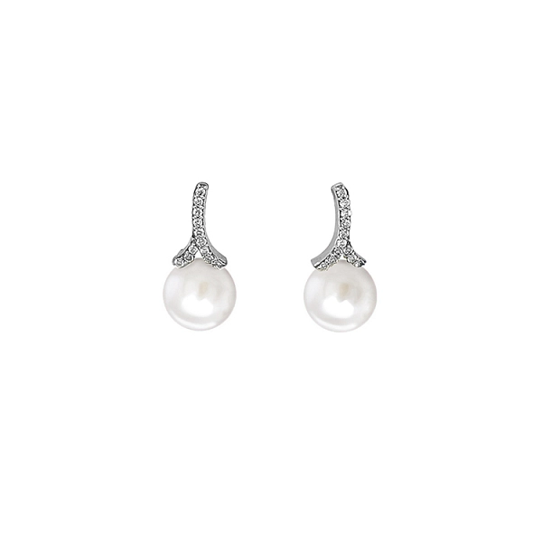 Goldohrringe Naturperlen und Diamanten