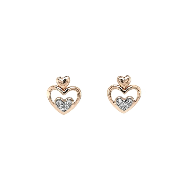 Goldohrringe in Herzform mit Diamanten