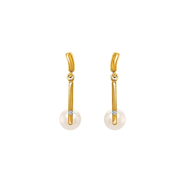 Goldohrringe Naturperlen und Diamanten