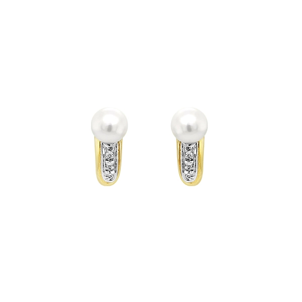 Goldohrringe Naturperlen und Diamanten