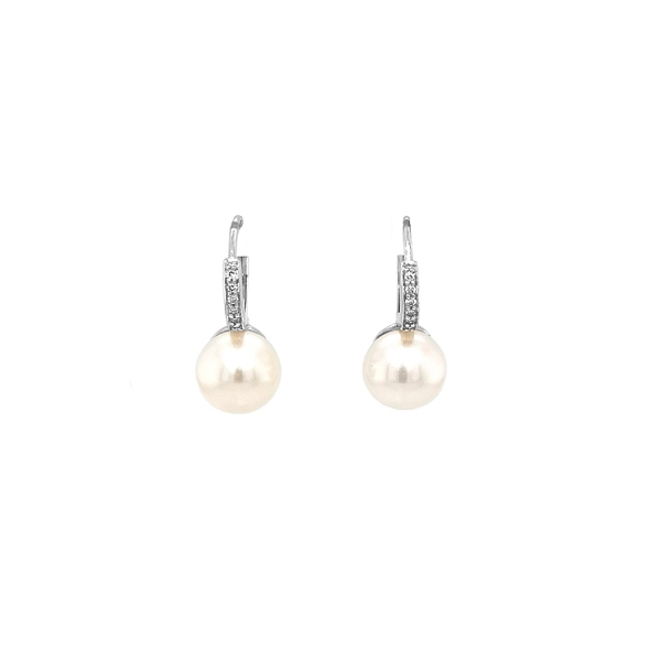 Goldohrringe mit Perlen und Diamanten
