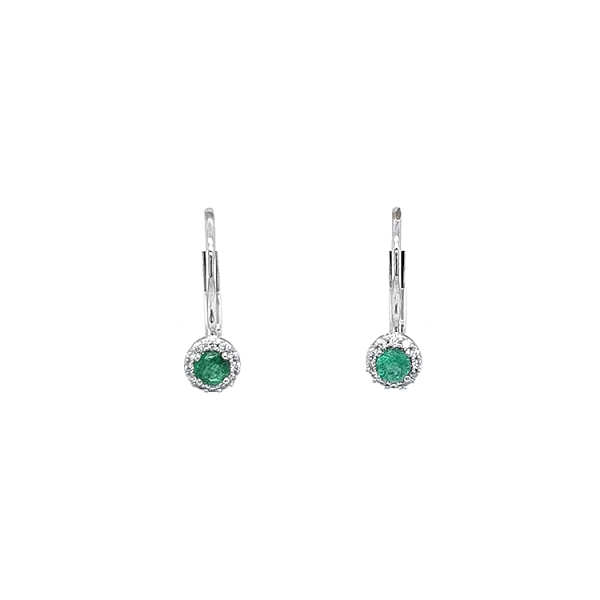 Smaragd-Ohrringe mit Diamanten aus Weißgold