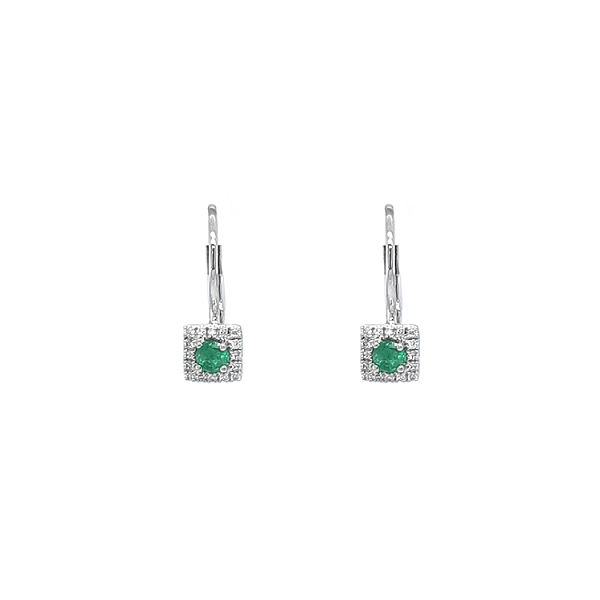 Smaragd-Ohrringe mit Diamanten aus Weißgold