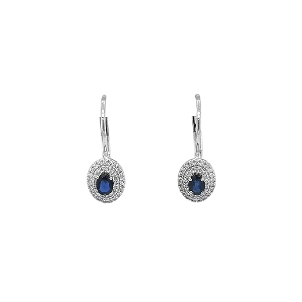 Goldohrringe mit Saphiren und Diamanten