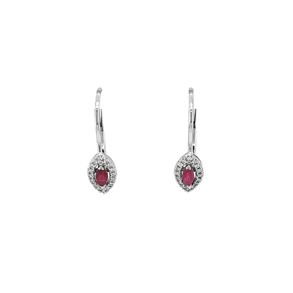 Rubin-Ohrringe mit Diamanten aus Weißgold