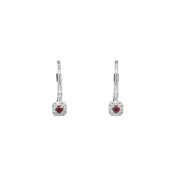 Rubin-Ohrringe mit Diamanten aus Weißgold