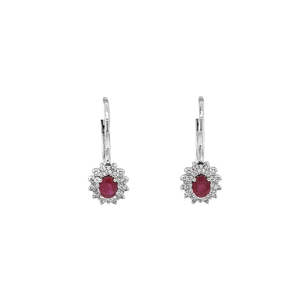Rubin-Ohrringe mit Diamanten aus Weißgold