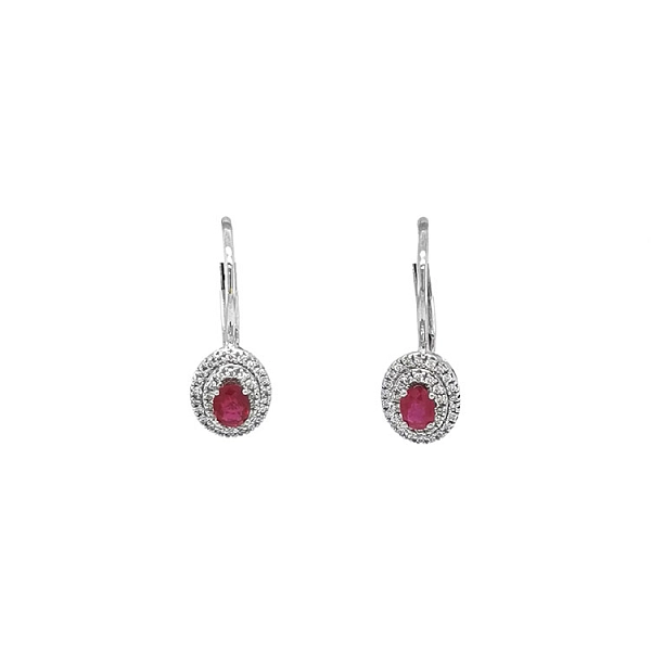 Goldohrringe mit Rubinen und Diamanten