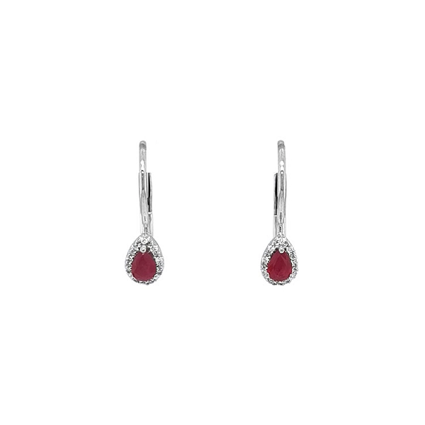 Rubin-Ohrringe mit Diamanten aus Weißgold