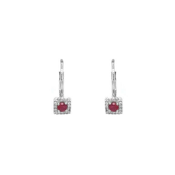 Rubin-Ohrringe mit Diamanten aus Weißgold