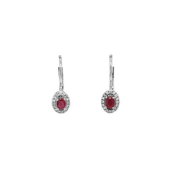 Rubin-Ohrringe mit Diamanten aus Weißgold