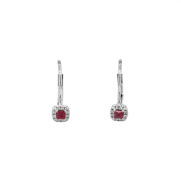 Rubin-Ohrringe mit Diamanten aus Weißgold