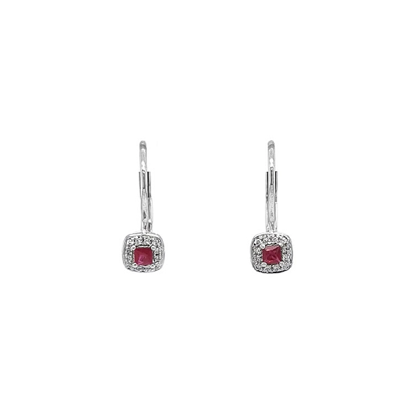 Rubin-Ohrringe mit Diamanten aus Weißgold