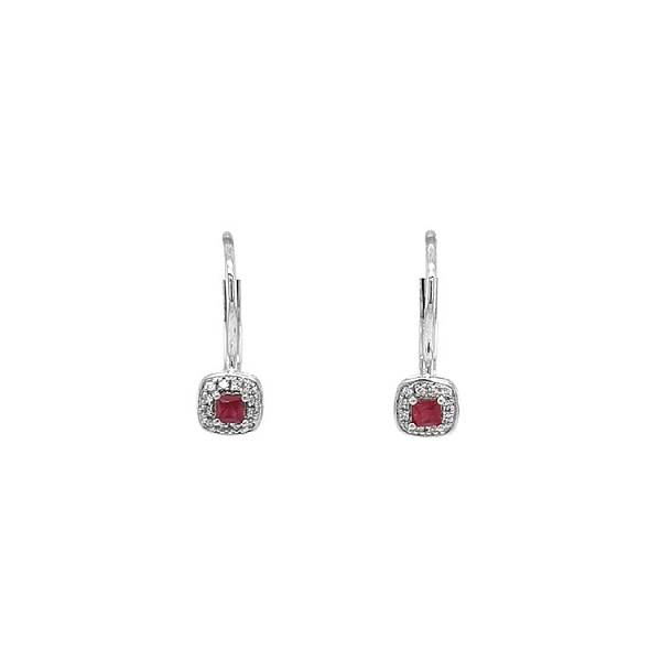 Rubin-Ohrringe mit Diamanten aus Weißgold