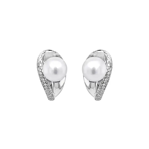 Goldohrringe Naturperlen und Diamanten