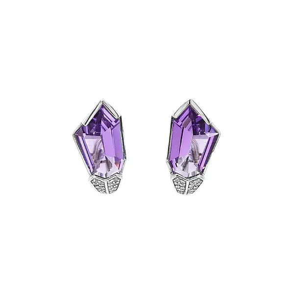 Goldohrringe mit Amethysten und Diamanten