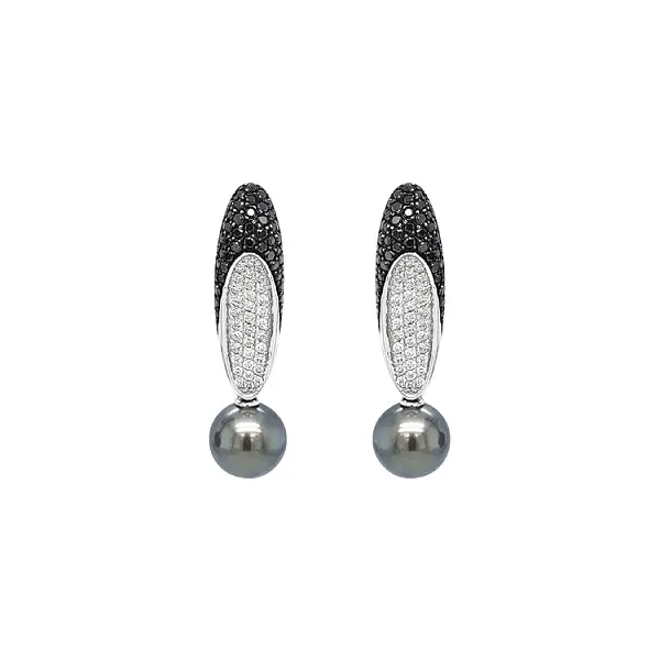 Goldohrringe Naturperlen und Diamanten